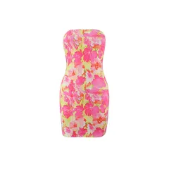 Sexy Women Clothing Tube Top Multi-colour Printing Slim-fit Sheath Short Dress - Colour One - View 1