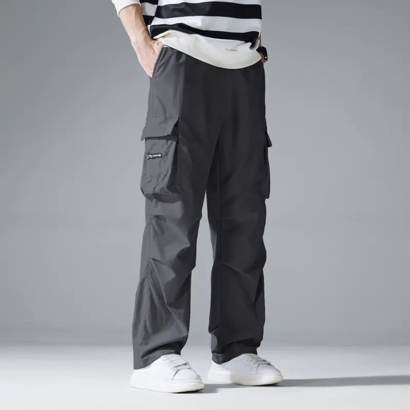 Mens Springautumn Workwear Pants, Multi-pocket Casual Trousers