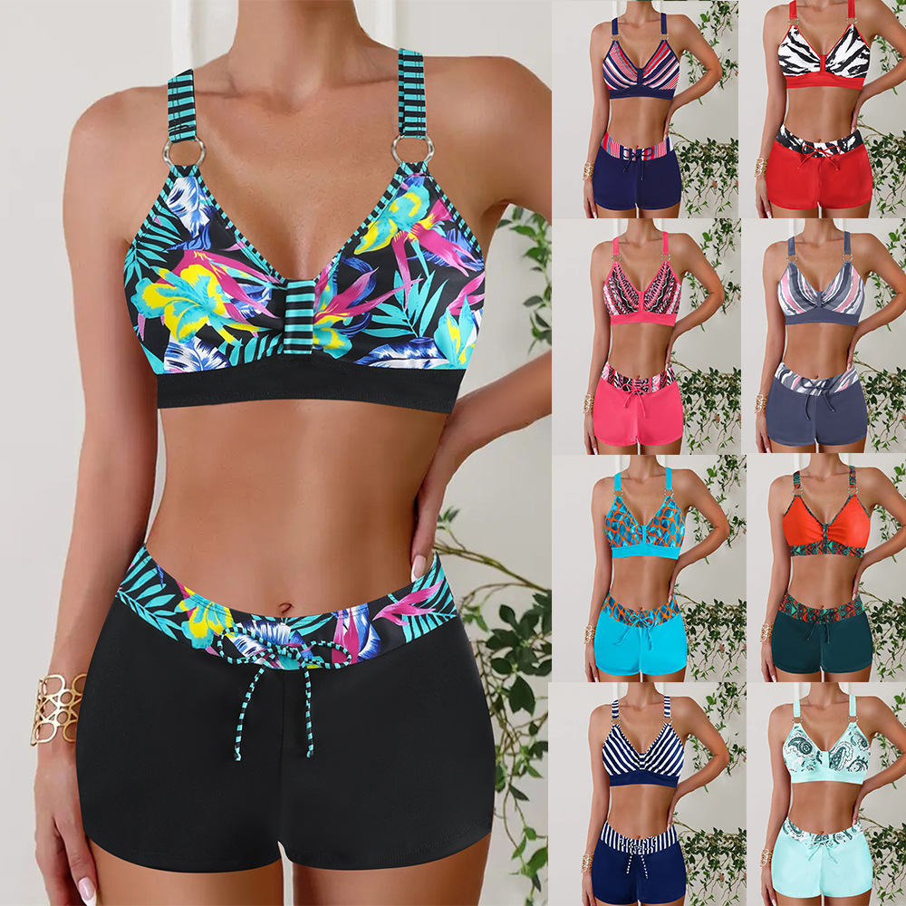 Womens Colorful Printed Two-piece Bikini Swimsuit