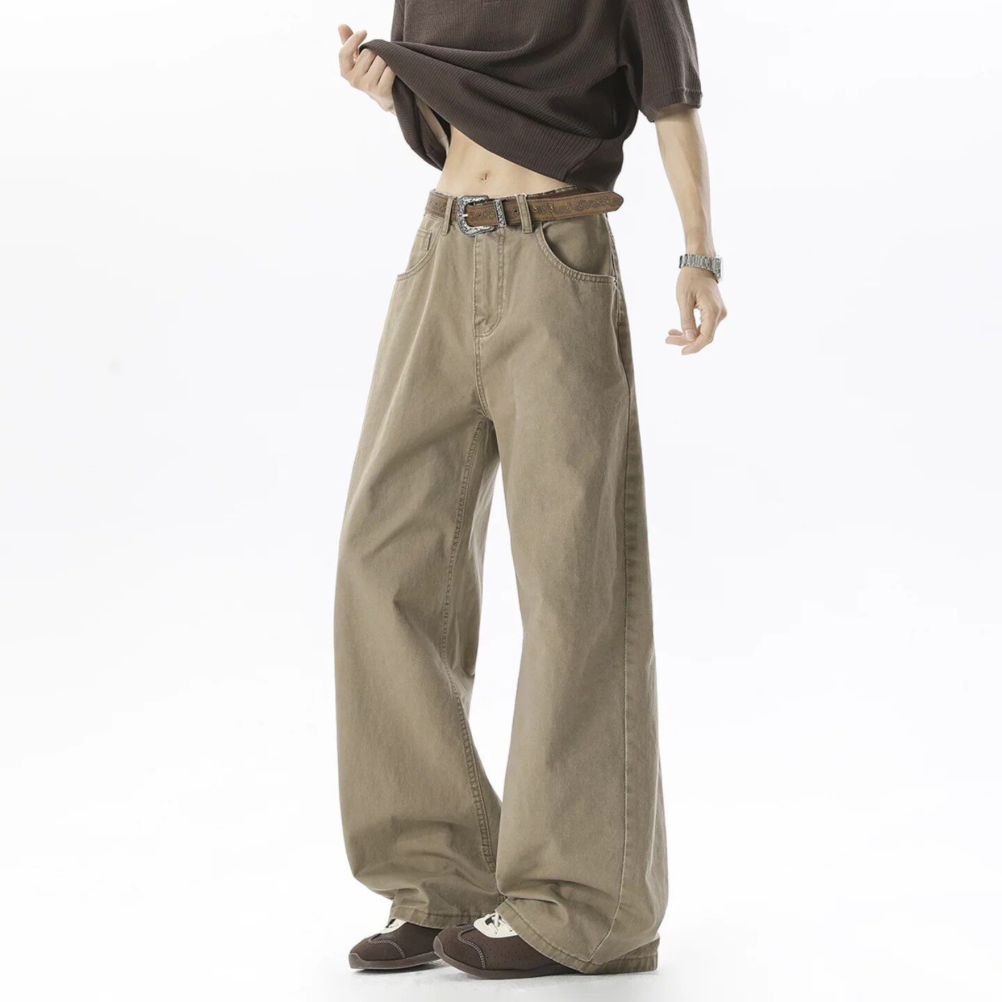 Solid-color Washed Casual Pants For Men — vue 7