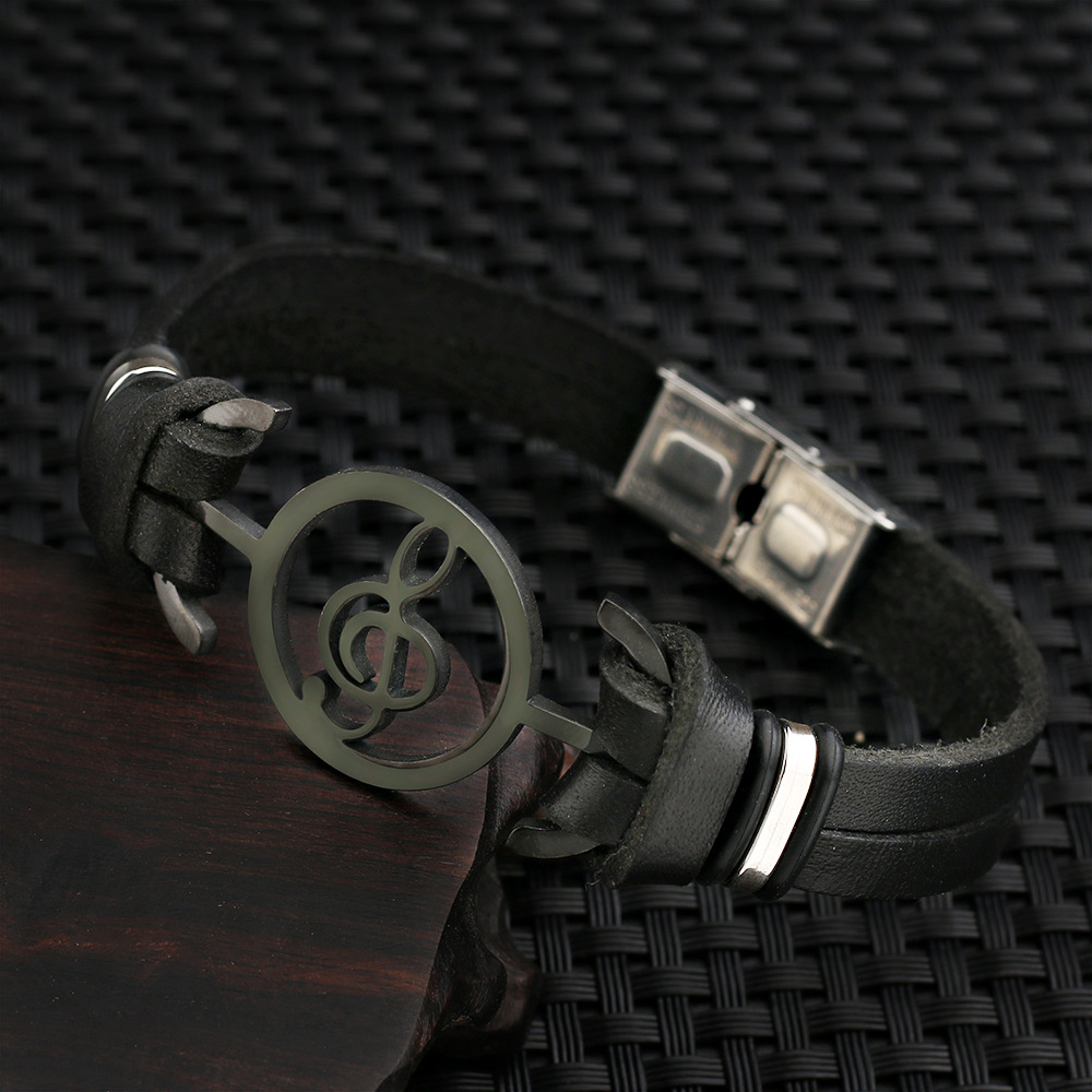 Stainless Steel Music Symbol Bracelet Men's Simplicity Domineering Hand Jewelry Couple