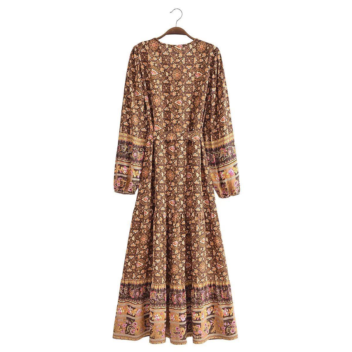 Cotton Princess-Sleeve Long Dress, picture 5 of 9