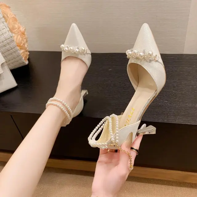 Fairy Style High Heels Women Stiletto Ankle strap Buckle Pumps Champagne 40 - Shop at LoveMi