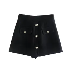 Textured Small Suit Jacket High-waisted Skirt Blouse And Pants Women - Culottes - View 1