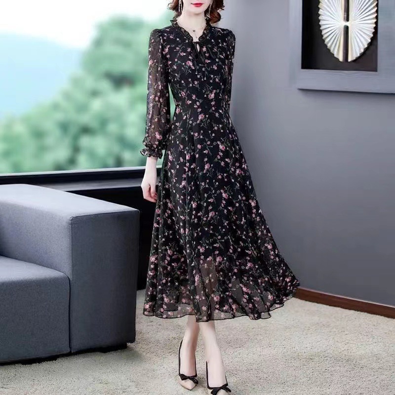 Floral Dress For Women Plus-size Age-reducing Long Base-layer Skirt
