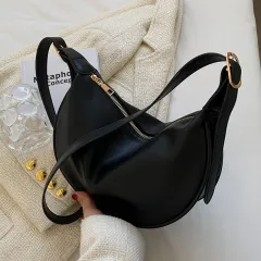 Women's Fashion Simple Shoulder Messenger Bag - Black - View 1