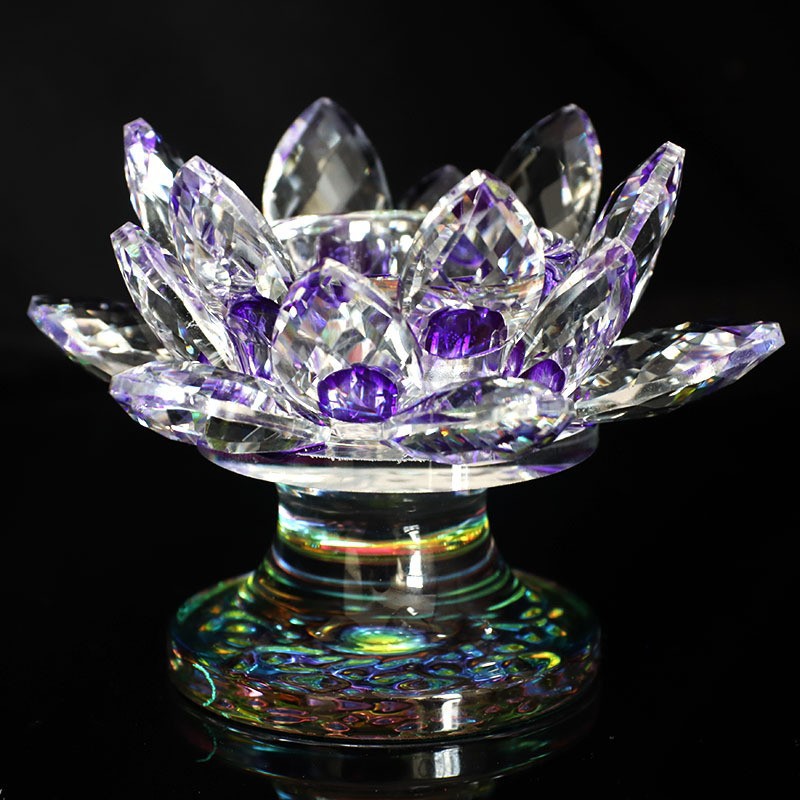 Title 3, Crystal Lotus Butter Lamp Holder Household Cand...