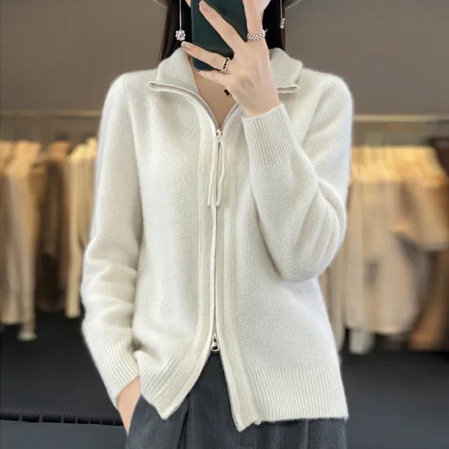 New Half Turtleneck Short Sleeve Retro Solid Color Sweater Coat For Women White - Shop at LoveMi