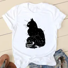 Horse Head Riding Simple Pattern Round Neck Printed White T-shirt - 1014Style - View 1