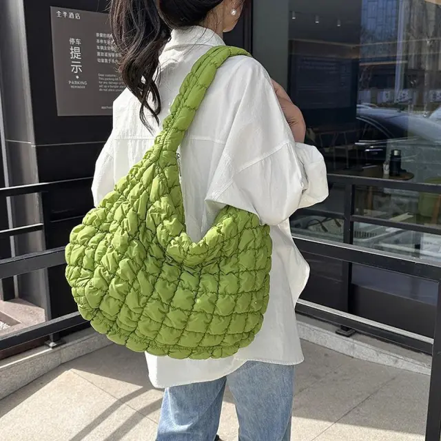Pleated Cloud Bag Fashion Shoulder Handbag Green - Shop at LoveMi