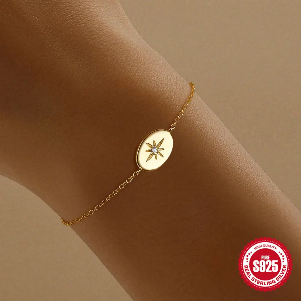 Sterling Silver Classic Octagonal Star Diamond Bracelet