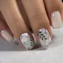Flower And Green Leaf Style Nail Stickers view 1