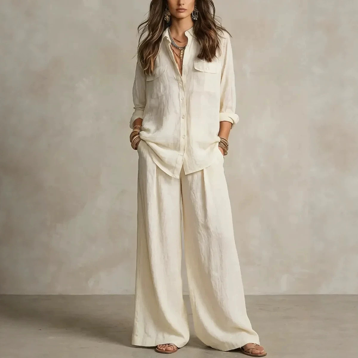 Cardigan Top And Womens Trousers Two Piece Set