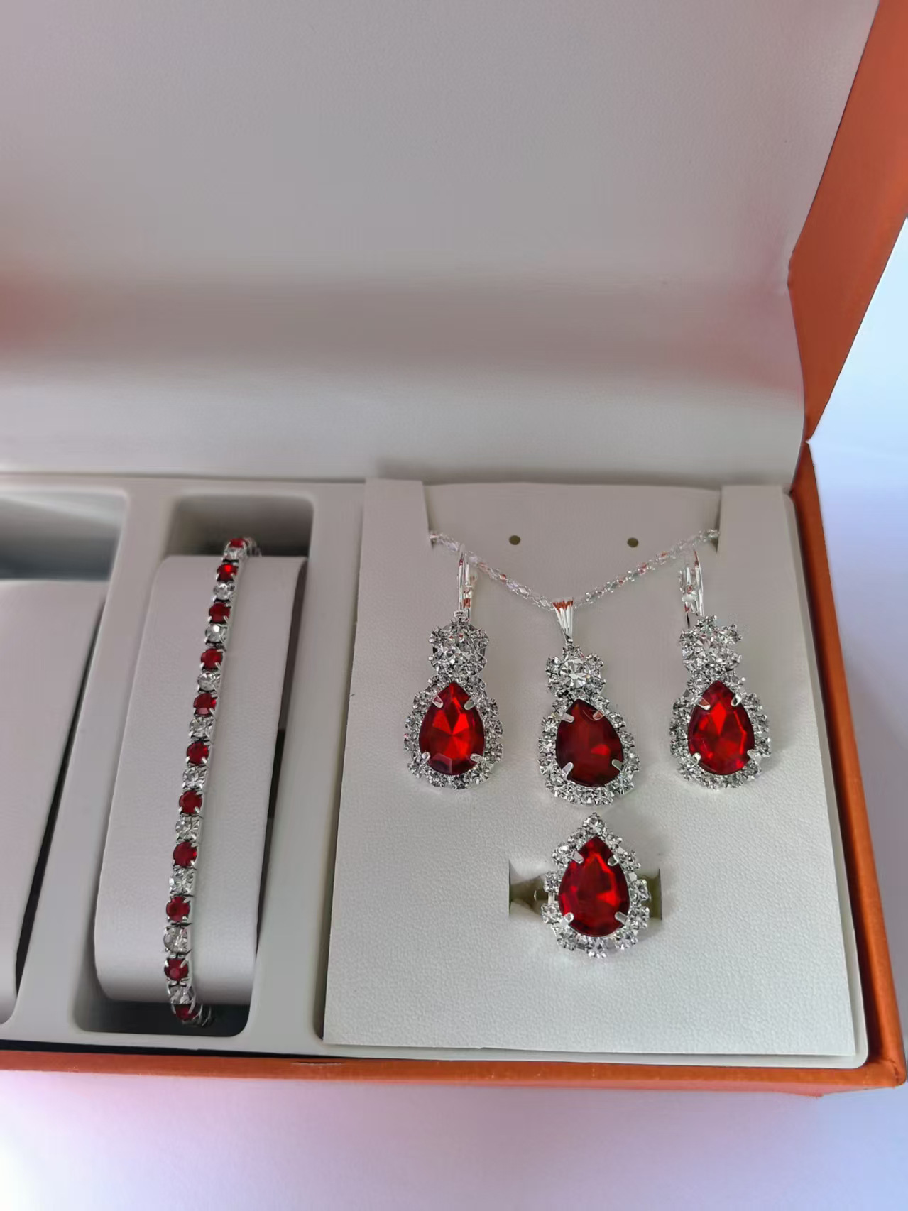 Crystal Necklace, Earring & Ring Set