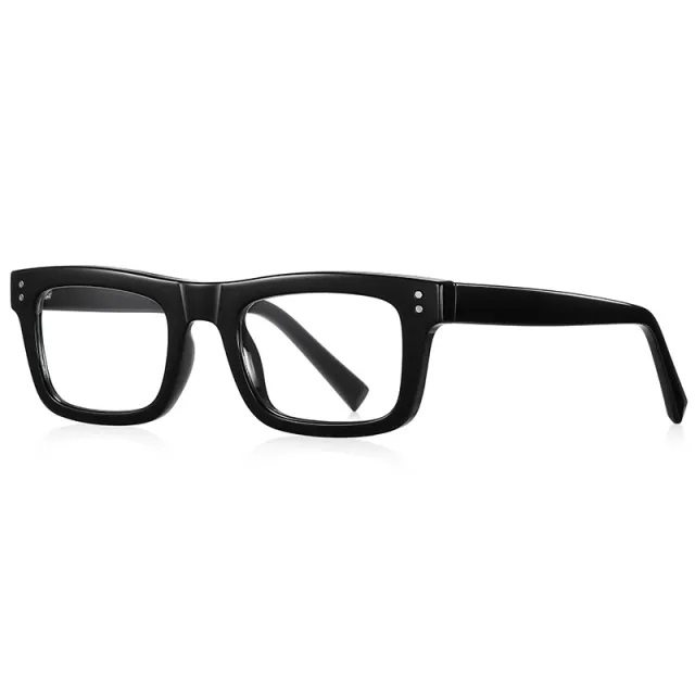 Men's Square rimmed Glasses TR90 Texture Plain Glasses C1 Bright Black Frame - Shop at LoveMi