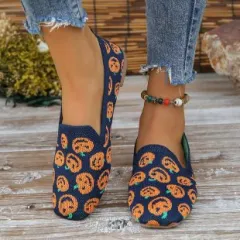 Summer Round Toe Women's Low Top Sports Flat Shoes - Pumpkin Head-42 - View 1