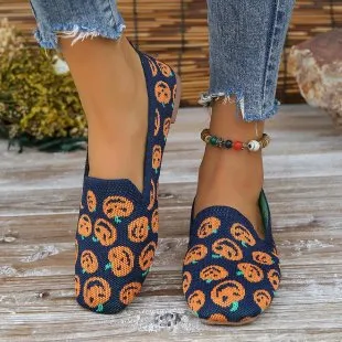 Summer Round Toe Women's Low Top Sports Flat Shoes - Pumpkin Head-42