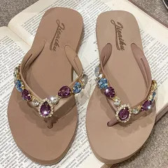 Women's Fashion Casual Beach Flat Slippers - Purple - View 1