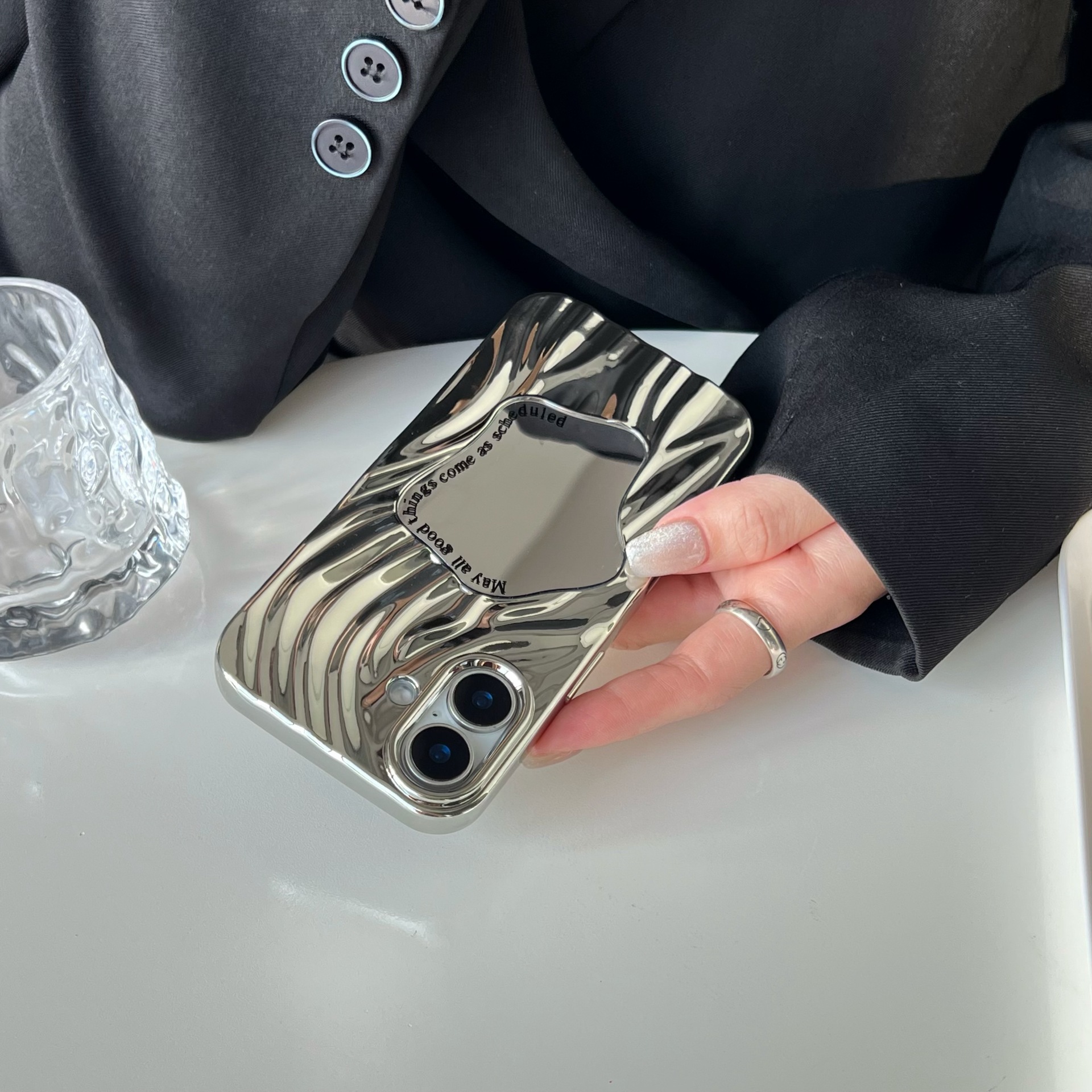 Electroplating Wave Pattern Mirror Phone Case Advanced Sense - Image 7