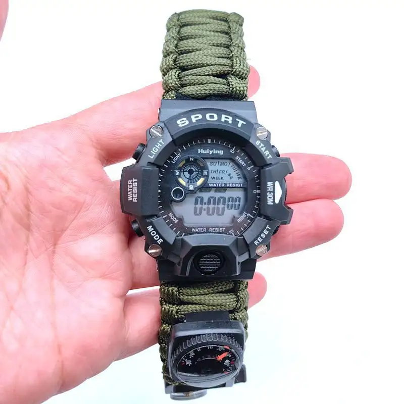 Multifunctional Outdoor Survival Paracord Adjustable Waterproof Watch