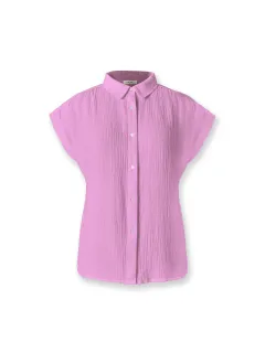 Women's Cotton Short-sleeved Shirt With Raglan Sleeves - Violet Qr27285 - View 1