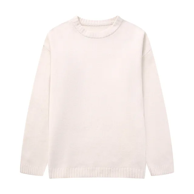 Autumn New European And American Style Round Neck Pullover Sweater Beige - Shop at LoveMi