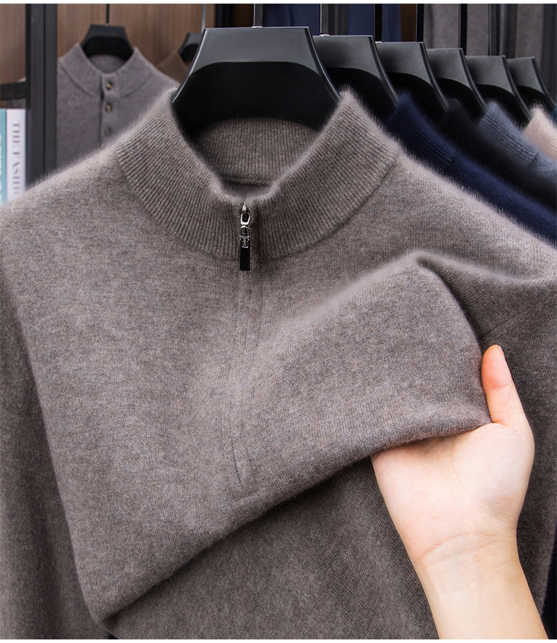 Men's Wool Half-Zip Stand-Collar Jumper image 19