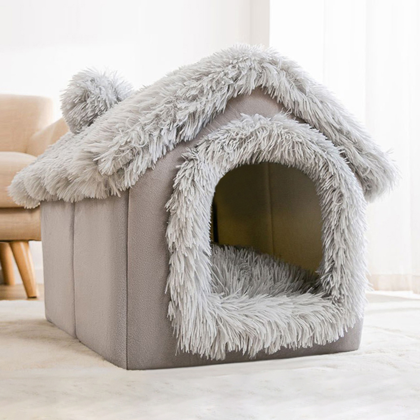 Plush Snowflake House Cat Bed Dog Bed