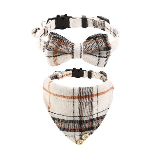 British Cat Collar With Bell Plaid Bow Beige Suit - Shop at LoveMi
