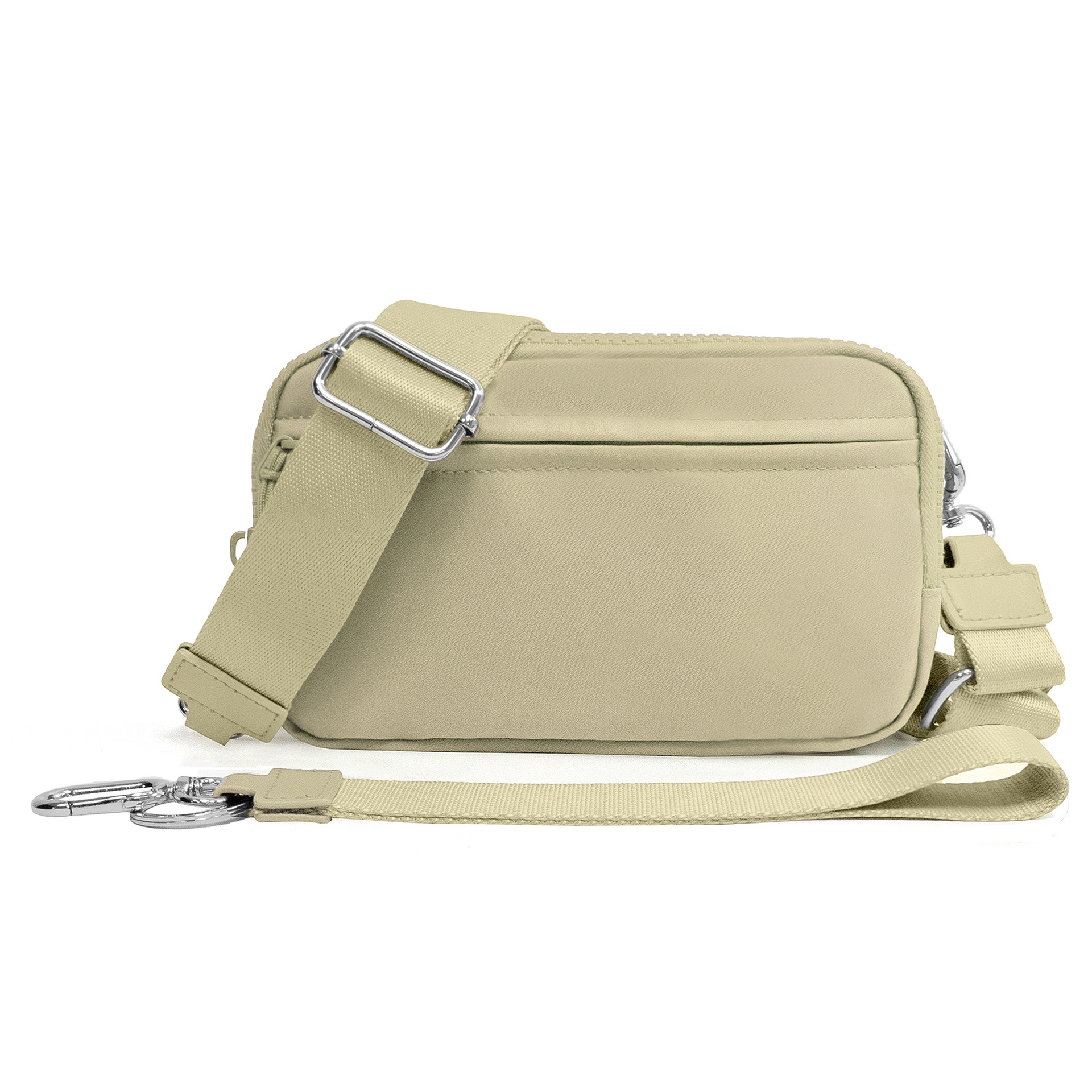 Mens Double-Layer Polyester Waterproof Crossbody Waist Bag