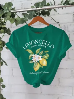 European And American Round Neck Lemon T-shirt For Women - Green - View 1