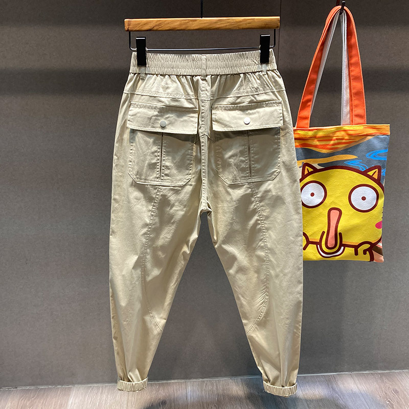 Men's Summer Thin Cropped Tooling Casual Pants Loose Tappered Trendy All-matching