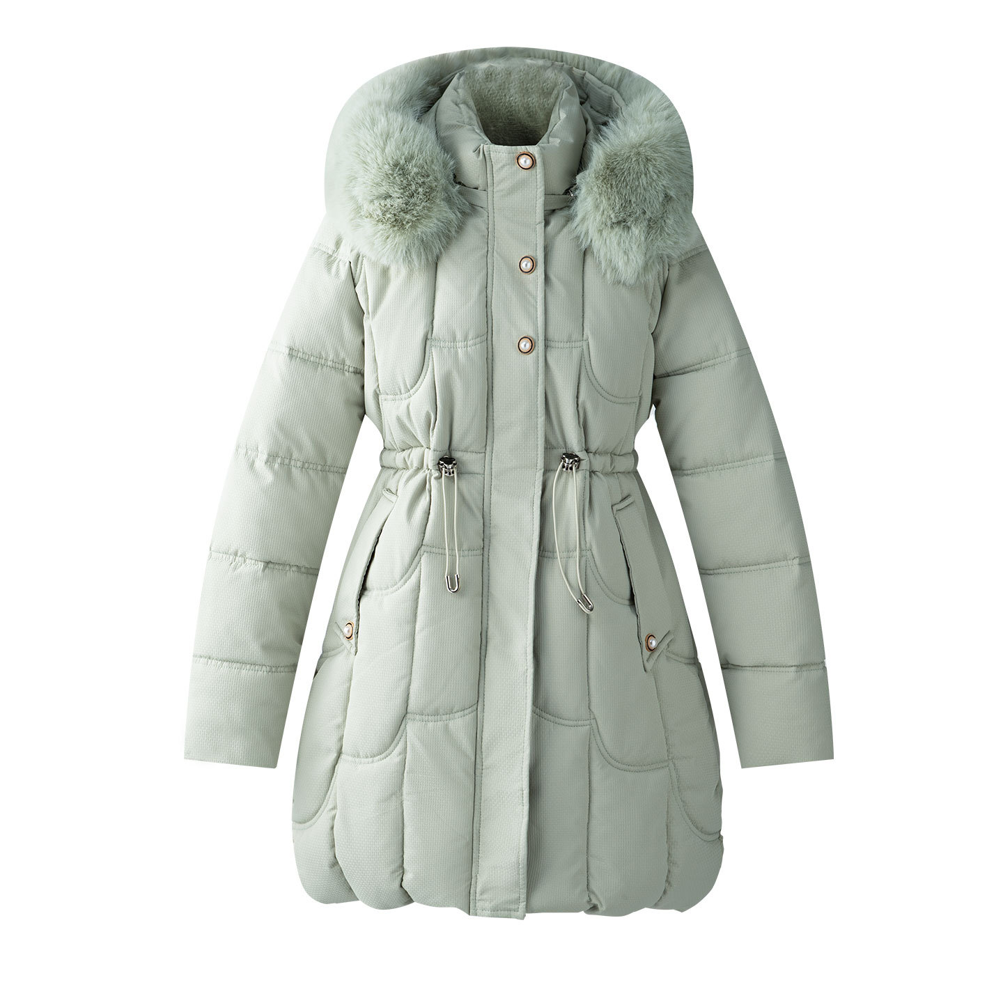 Womens Mid-Length, Loose-Fit Down Padded Jacket - Image 4