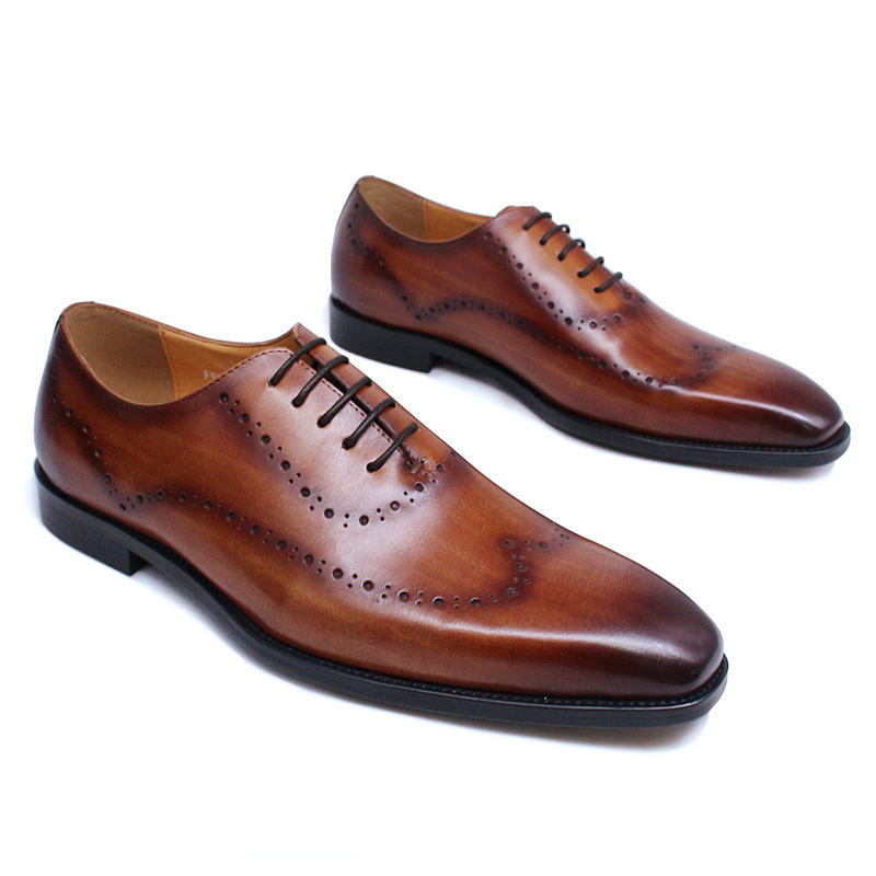 Title 15, Zapatos de hombre de cuero brogue británico gra...