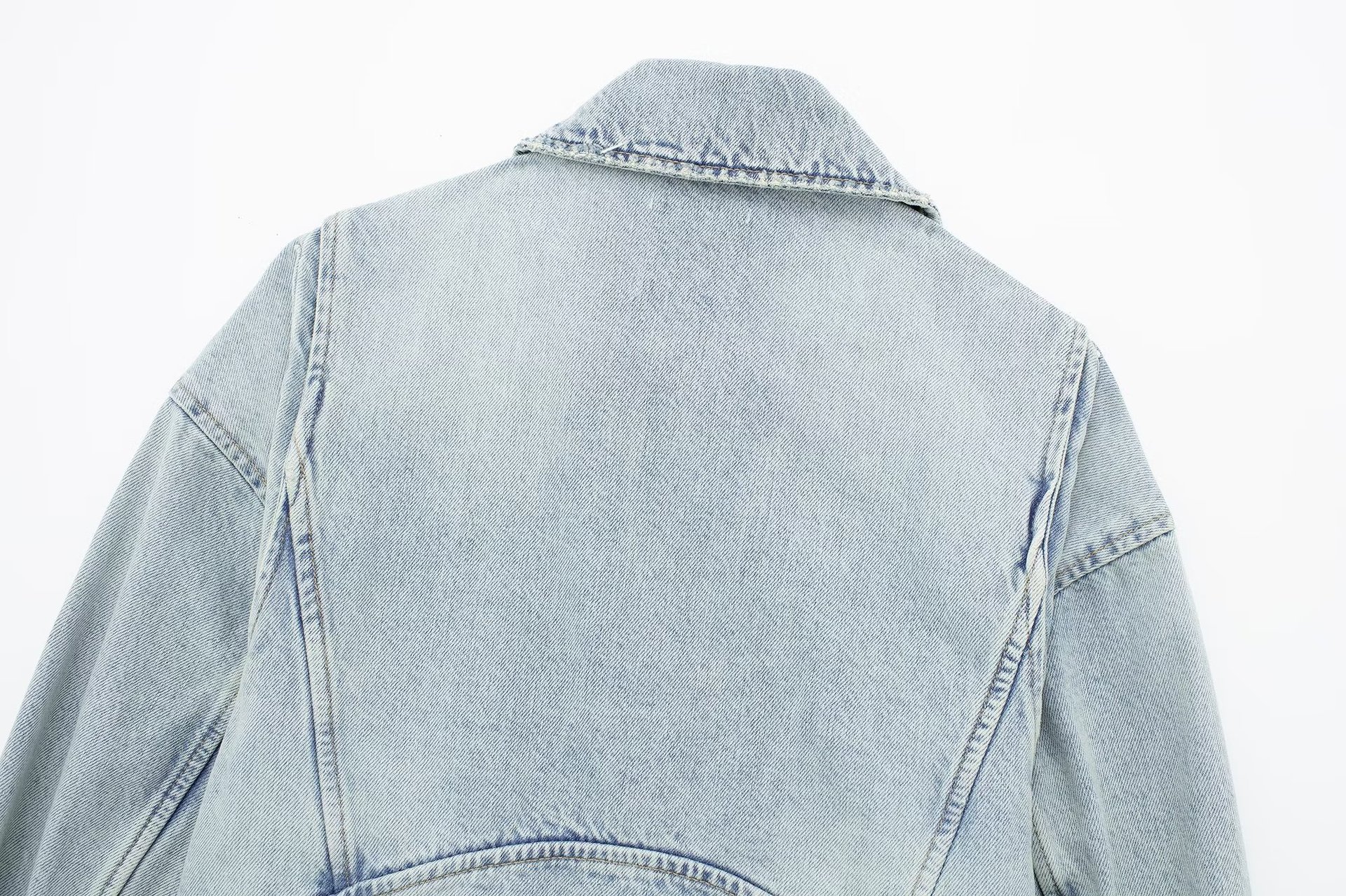 Women's French Motorcycle Denim Jacket Short Coat