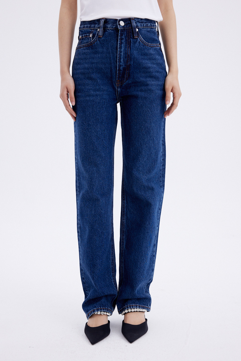 Title 4, Eenvoudige dames jeans donkerblauw, smalle rech...