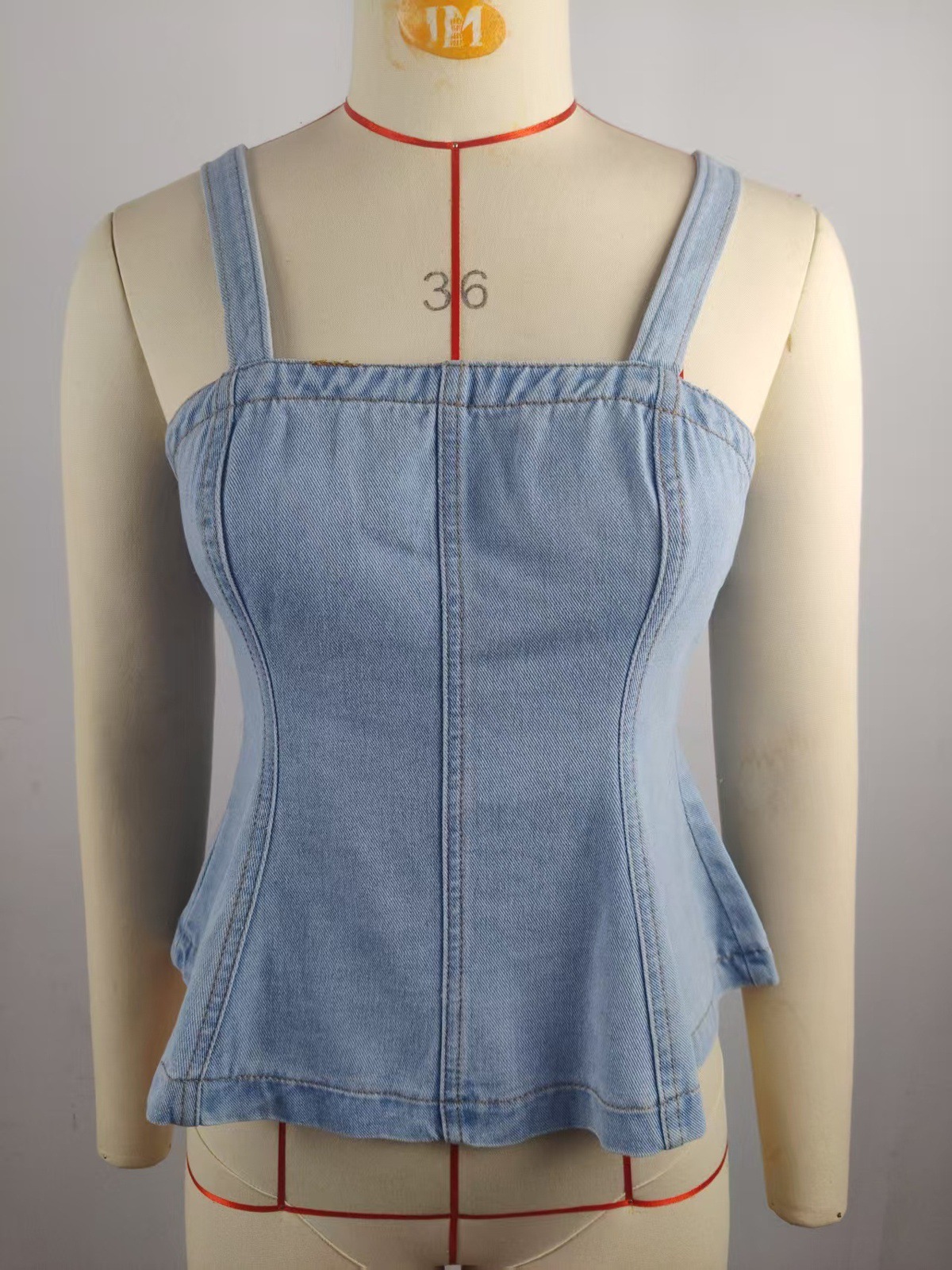European And American Style Fashionable Simple Strap Denim Vest Top