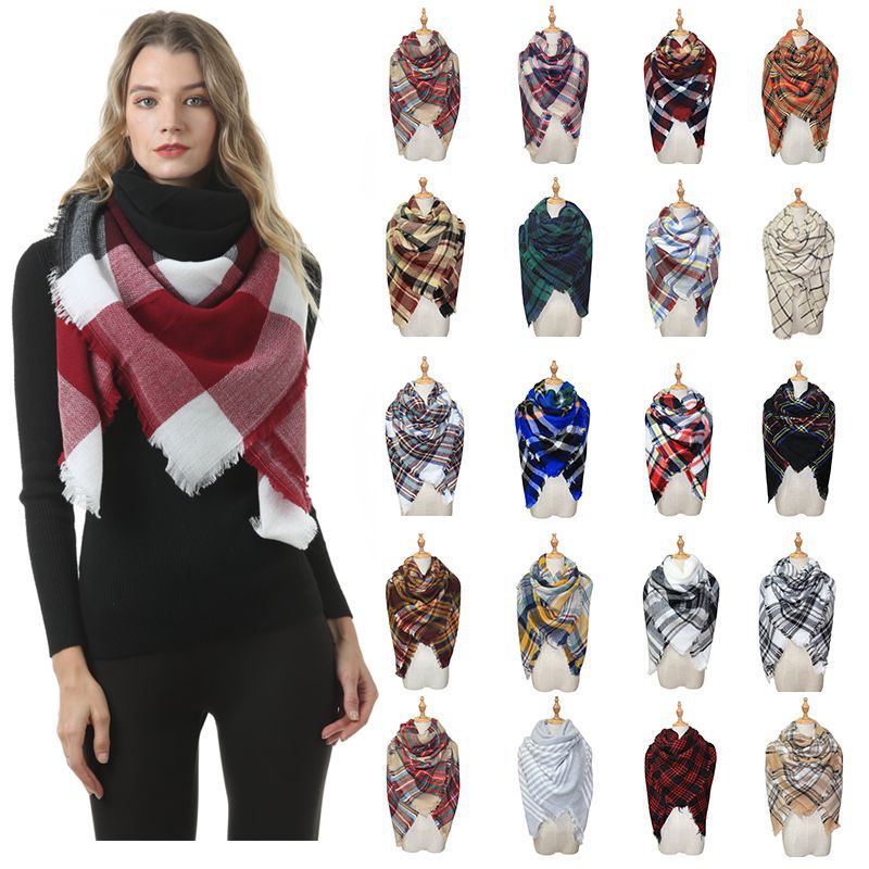 Plaid-print Versatile Neck Scarf Shawl