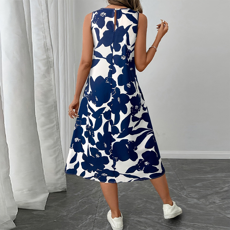 Dress Polyester Sleeveless Vest A- Line Skirt