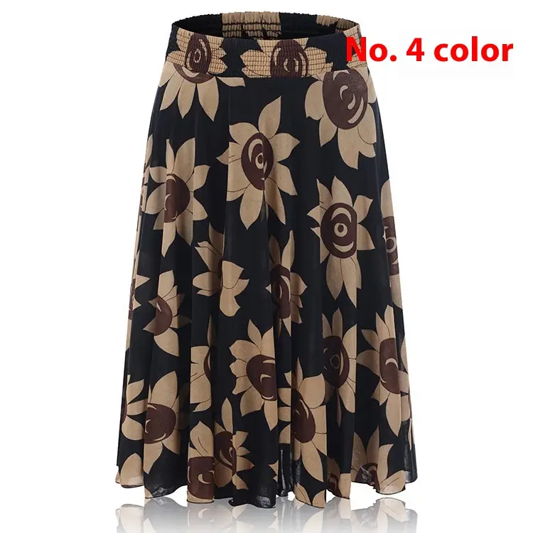 Mom Ice Silk Sundress Women's Skirt Middle-aged Skirt