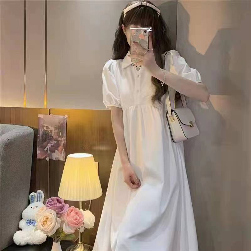 Summer New Sweet Puff Sleeve White Dress For Women