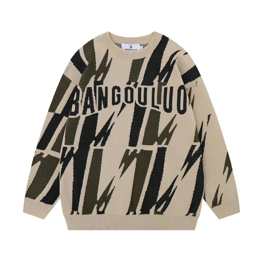 Women's Graffiti Geometric Printed Round Neck Sweater