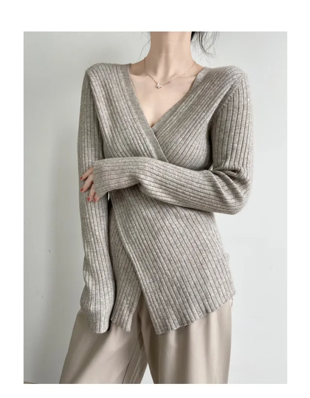 Women's Spring And Autumn Design Sweater Base Ride Top Gray - Shop at LoveMi