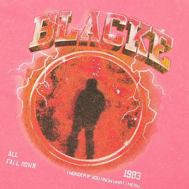 Depressed Shadow Flame Print Distressed Short Sleeve