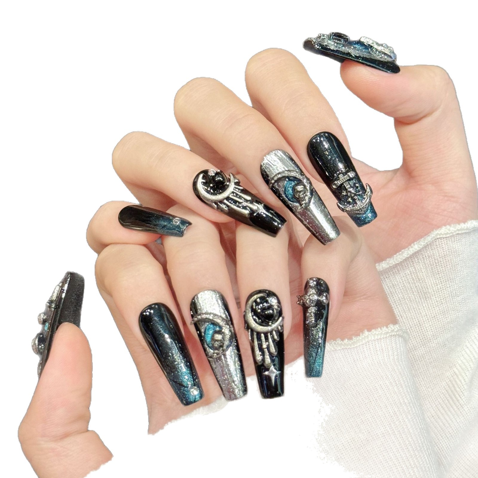 Creative Dark, Serpentine Star-and-moon 3D Wearable Nails
