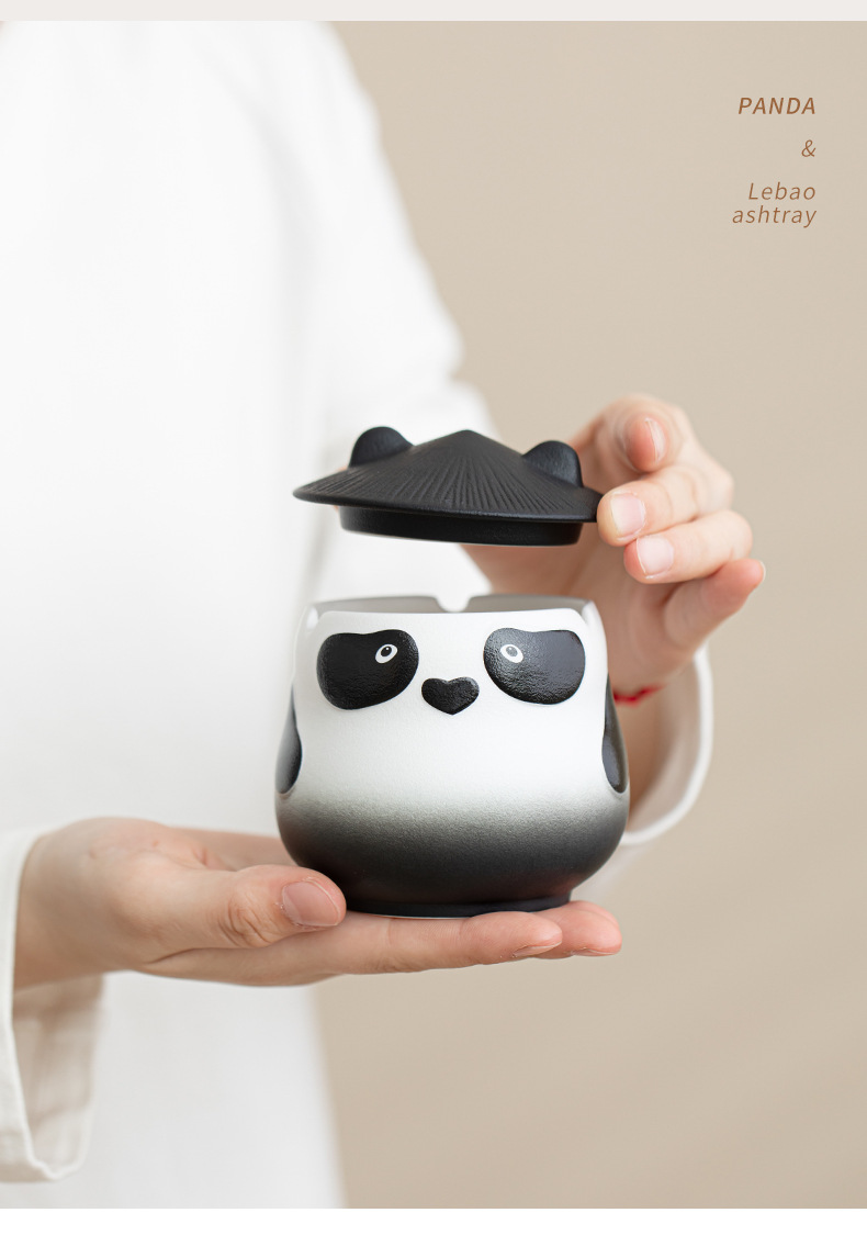 Title 6, Cute Creative Panda Ashtray With Lid Prevent Fl...