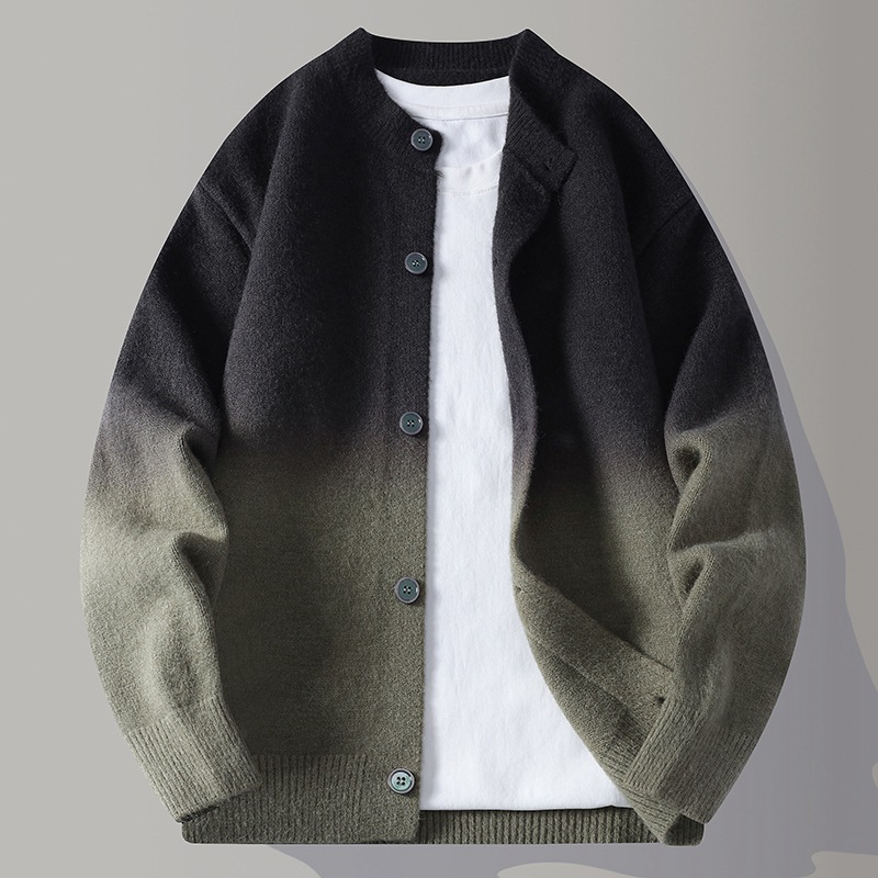 Gradient-knit Cardigan A Unisex Couple-matching Sweater With A Relaxed Casual Fit
