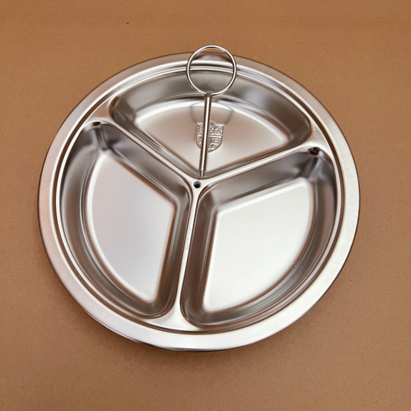 304 Stainless Steel Steamer Tray With Handle Three Grids Steaming Plate Household