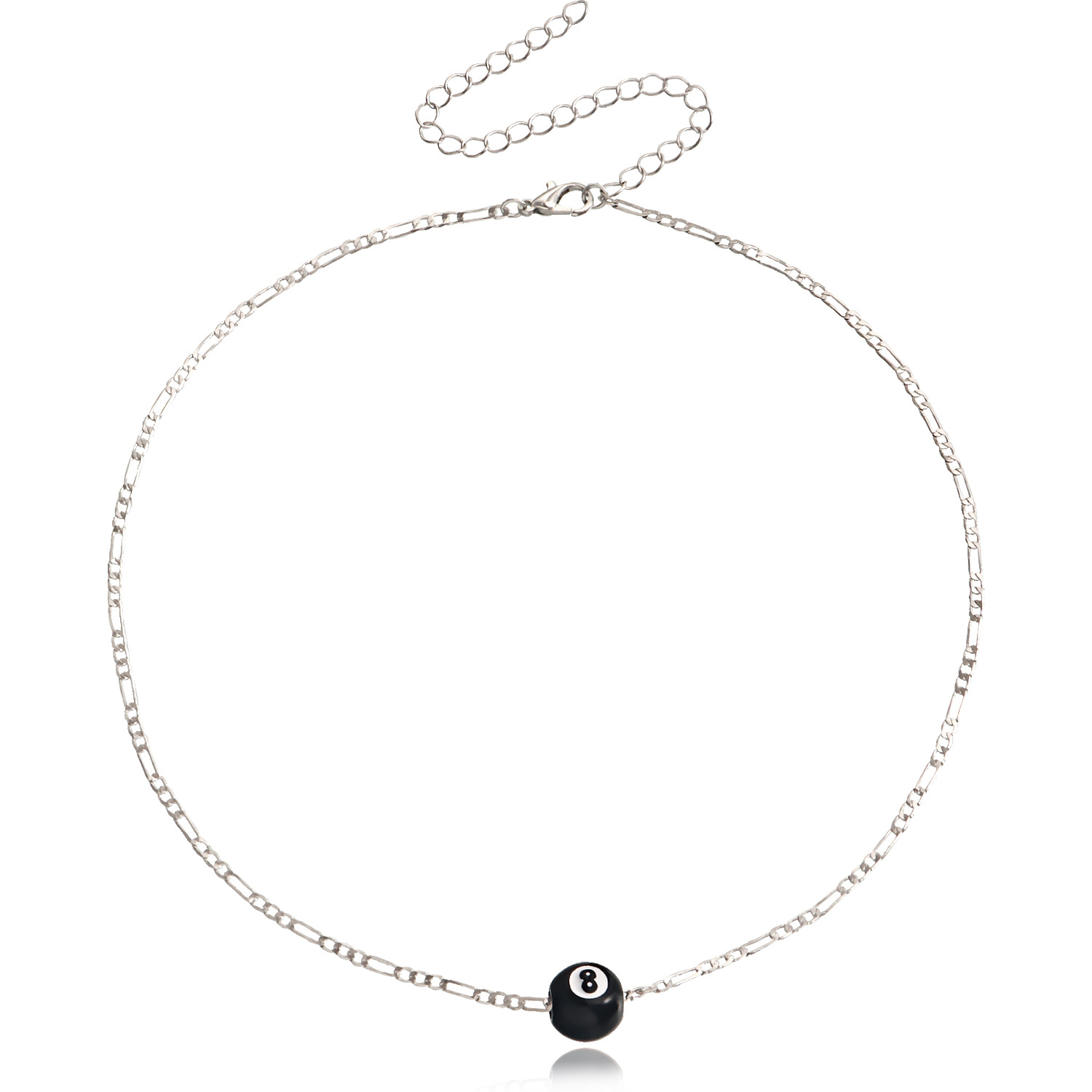 Women's Fashion Table Tennis Black 8 Pendant Necklace
