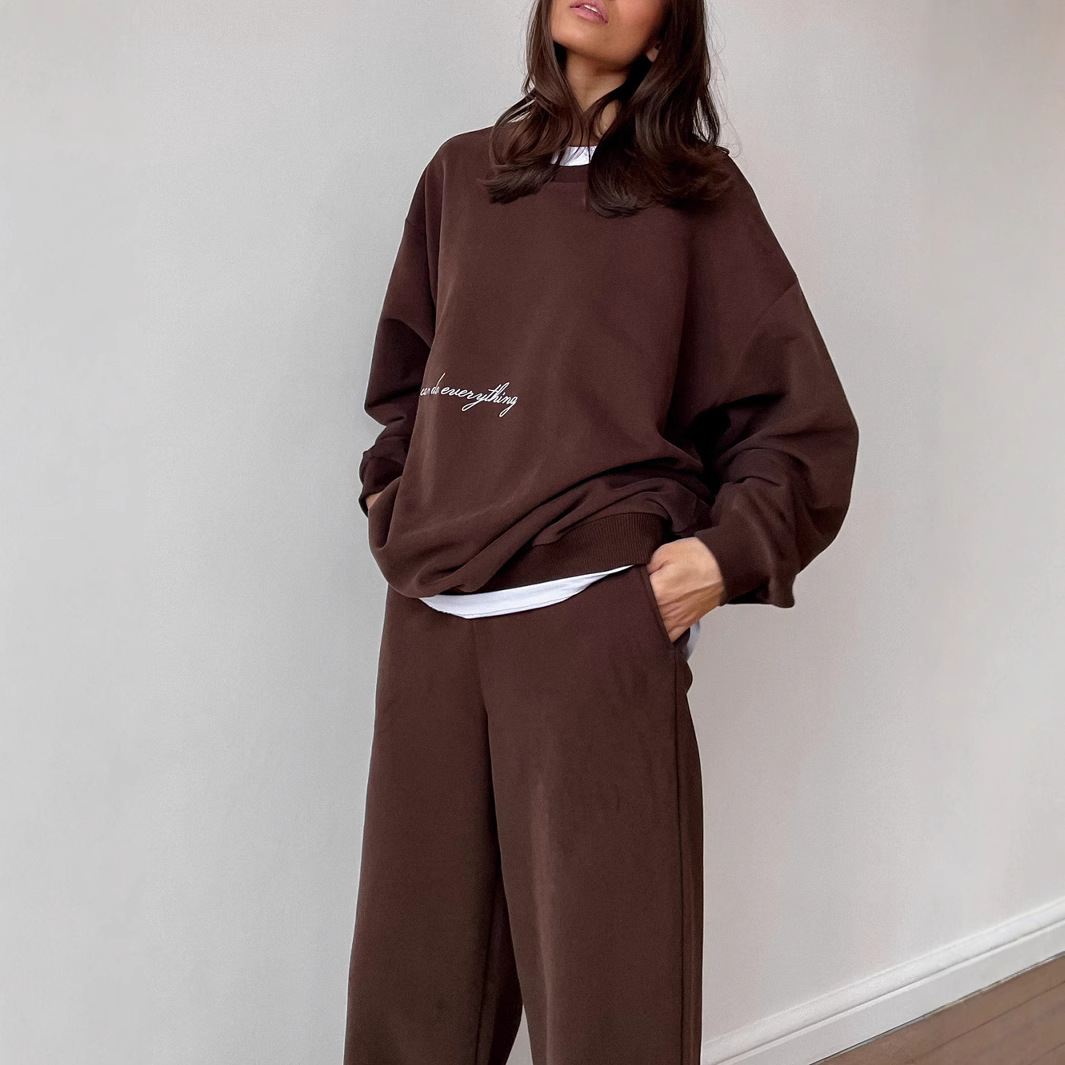 Printed Sweater Suit Casual Two-piece Suit